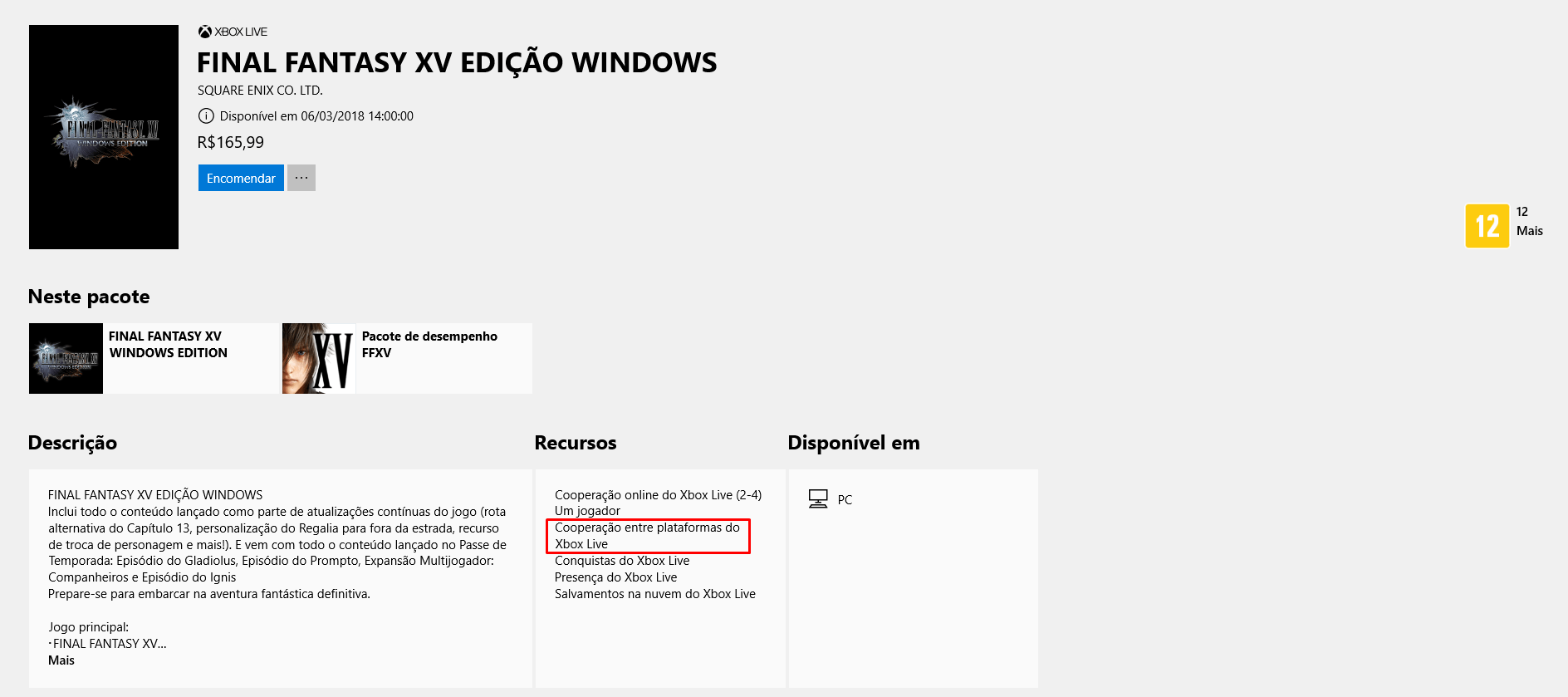 Final Fantasy: Windows Edition Xbox Live Platform Co-op