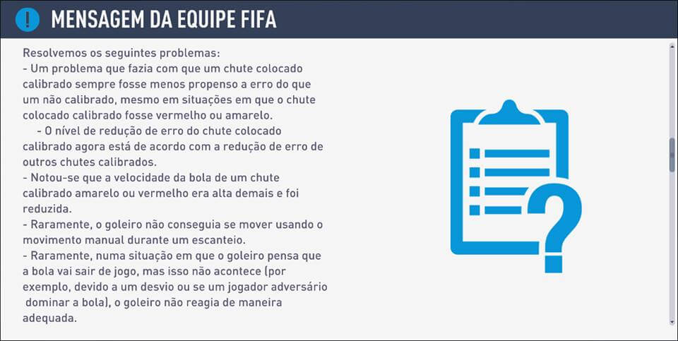 Nota de Atualização FIFA 19