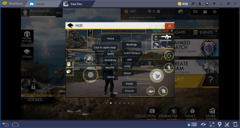 Free Fire HUD Bluestacks