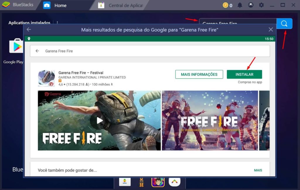 Bluestacks Free Fire Instalação