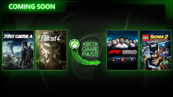 Xbox Game Pass, Março, Just Cause 4, LEGO Batman 2, F1 2018, Fallout 4