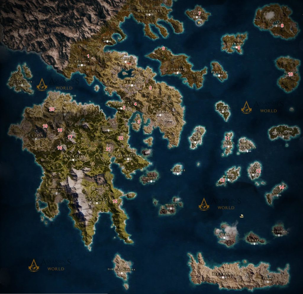 Assassin's Creed Odyssey, Mapas, EStrelas, Tumbas