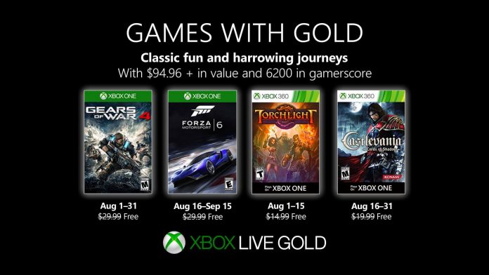 Games with Gold, Microsoft, Gears of War 4, Forza Motorsport 6, Torchlight, Castlevania: Lords of Shadow